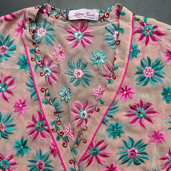 Lolita Jaca, Silk Floral Print Kimono Wrap - Picture 2 of 6